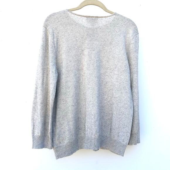 Lauren Ralph Lauren Silk Cashmere Pearl Button Cardigan Sweater Grey Gray XL - Picture 4 of 6